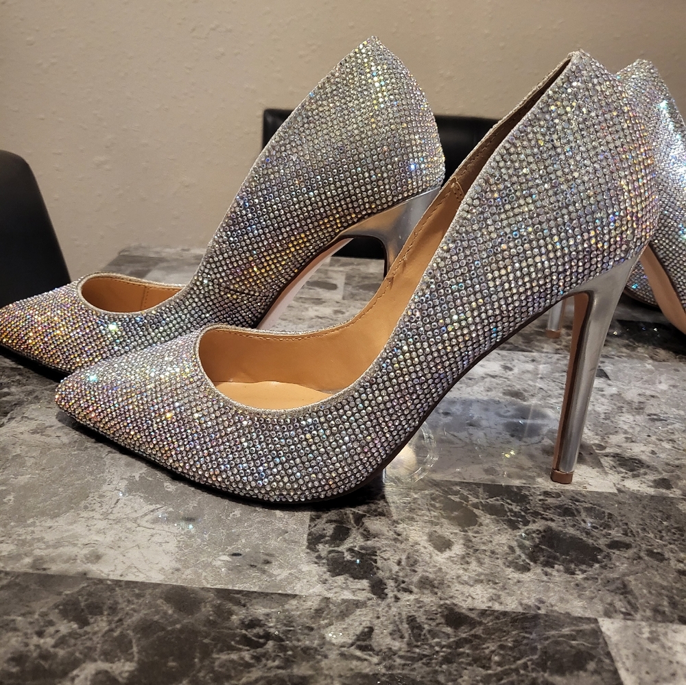 Steve Madden Silver Rhinestone Heels